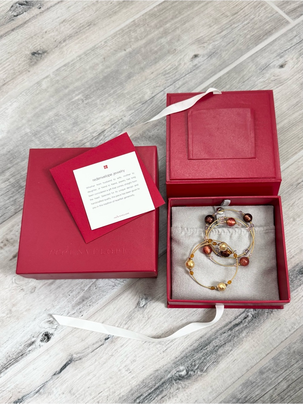 Red Envelope Murano Glass Bead Bracelets